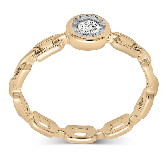 Diamond Chain Link Ring in Gold Vermeil - Picture 5 of 7